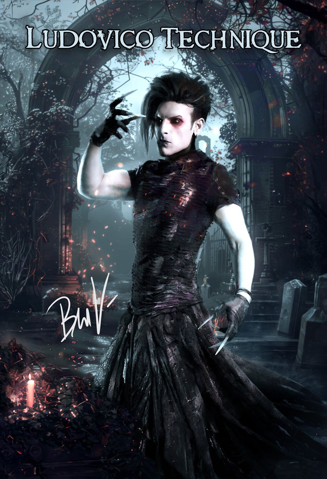 Poster of Ben V in a dark, gothic setting with 'Ludovico Technique' text.